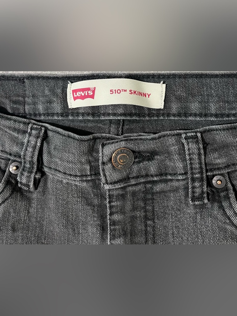 🌚 Levi’s Big Kid Boys’ Skinny Fit Jeans in Black Wash~Sz 16 Reg~Low Rise~28X30 - Picture 7 of 12